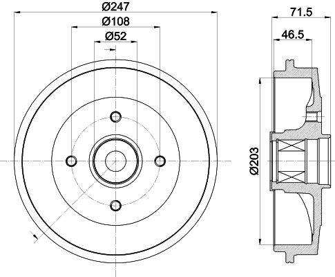 Bremstrommel Hinterachse Hella 8DT 355 302-791 von Hella