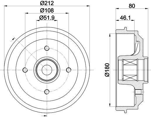 Bremstrommel Hinterachse Hella 8DT 355 302-811 von Hella