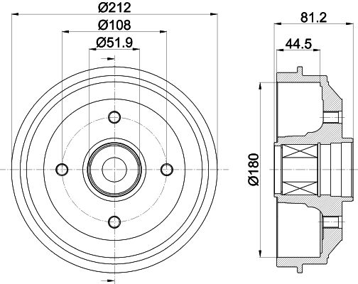 Bremstrommel Hinterachse Hella 8DT 355 302-821 von Hella