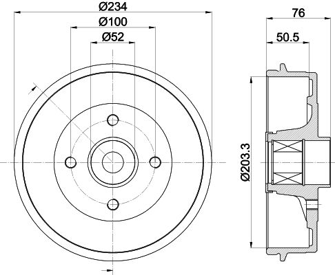 Bremstrommel Hinterachse Hella 8DT 355 302-871 von Hella