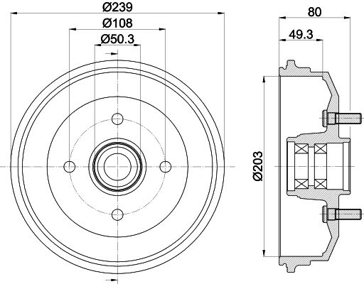 Bremstrommel Hinterachse Hella 8DT 355 302-891 von Hella