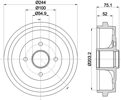 Bremstrommel Hinterachse Hella 8DT 355 302-951 von Hella