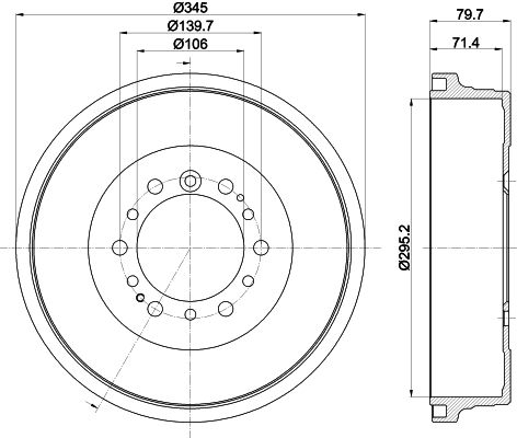 Bremstrommel Hinterachse Hella 8DT 355 302-971 von Hella