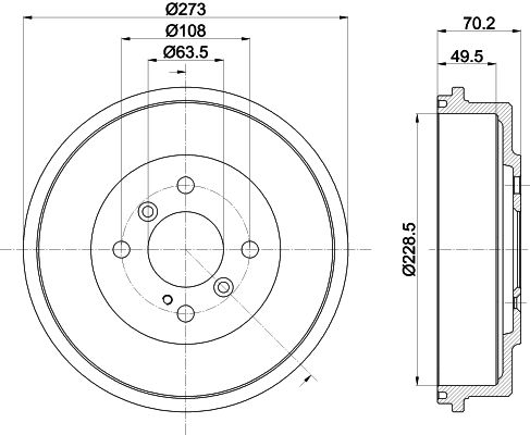 Bremstrommel Hinterachse Hella 8DT 355 303-001 von Hella