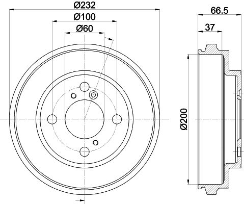 Bremstrommel Hinterachse Hella 8DT 355 303-051 von Hella