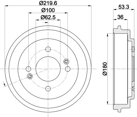 Bremstrommel Hinterachse Hella 8DT 355 303-061 von Hella