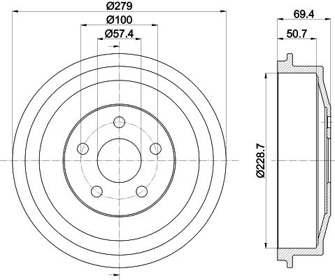 Bremstrommel Hinterachse Hella 8DT 355 303-101 von Hella