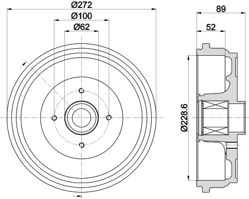 Bremstrommel Hinterachse Hella 8DT 355 303-111 von Hella