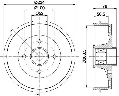 Bremstrommel Hinterachse Hella 8DT 355 303-131 von Hella