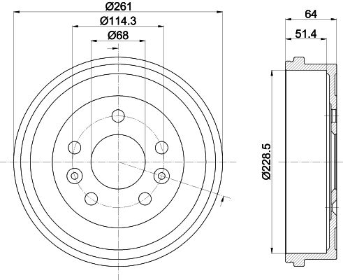 Bremstrommel Hinterachse Hella 8DT 355 303-151 von Hella