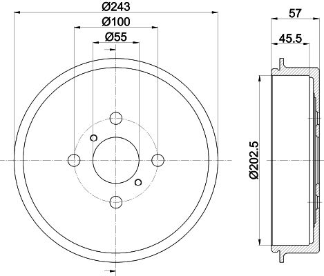 Bremstrommel Hinterachse Hella 8DT 355 303-161 von Hella