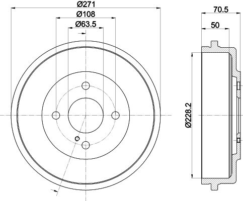 Bremstrommel Hinterachse Hella 8DT 355 303-191 von Hella