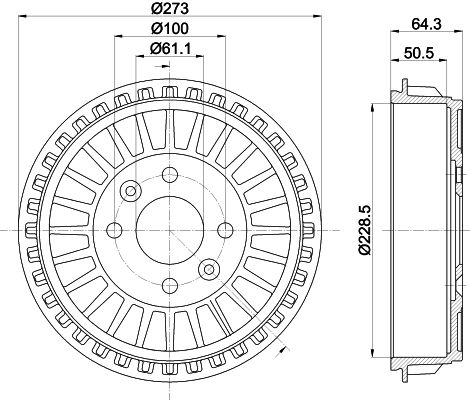 Bremstrommel Hinterachse Hella 8DT 355 303-201 von Hella