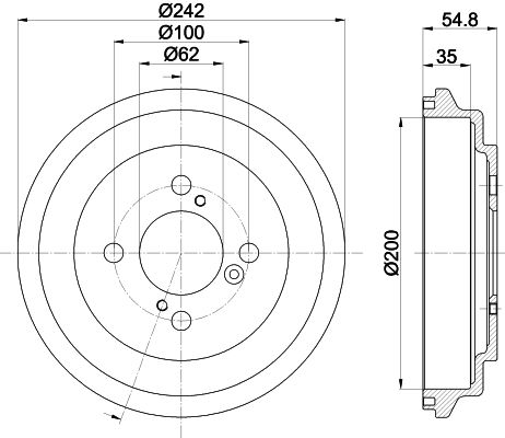 Bremstrommel Hinterachse Hella 8DT 355 303-291 von Hella