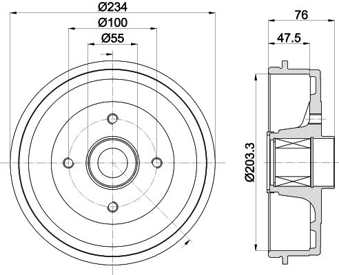 Bremstrommel Hinterachse Hella 8DT 355 303-321 von Hella