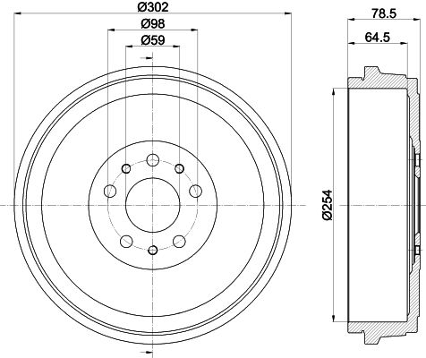 Bremstrommel Hinterachse Hella 8DT 355 303-341 von Hella