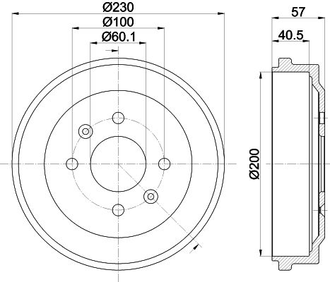 Bremstrommel Hinterachse Hella 8DT 355 303-371 von Hella