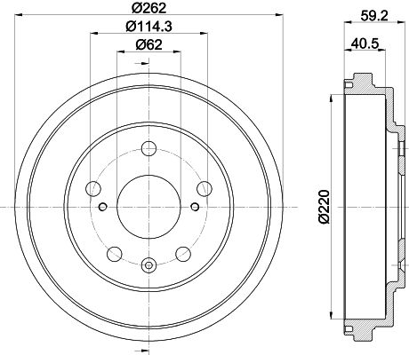 Bremstrommel Hinterachse Hella 8DT 355 303-391 von Hella