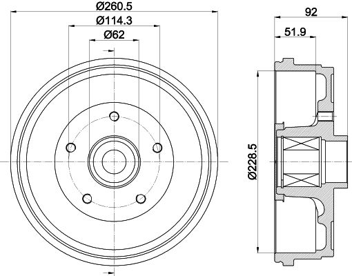 Bremstrommel Hinterachse Hella 8DT 355 303-401 von Hella