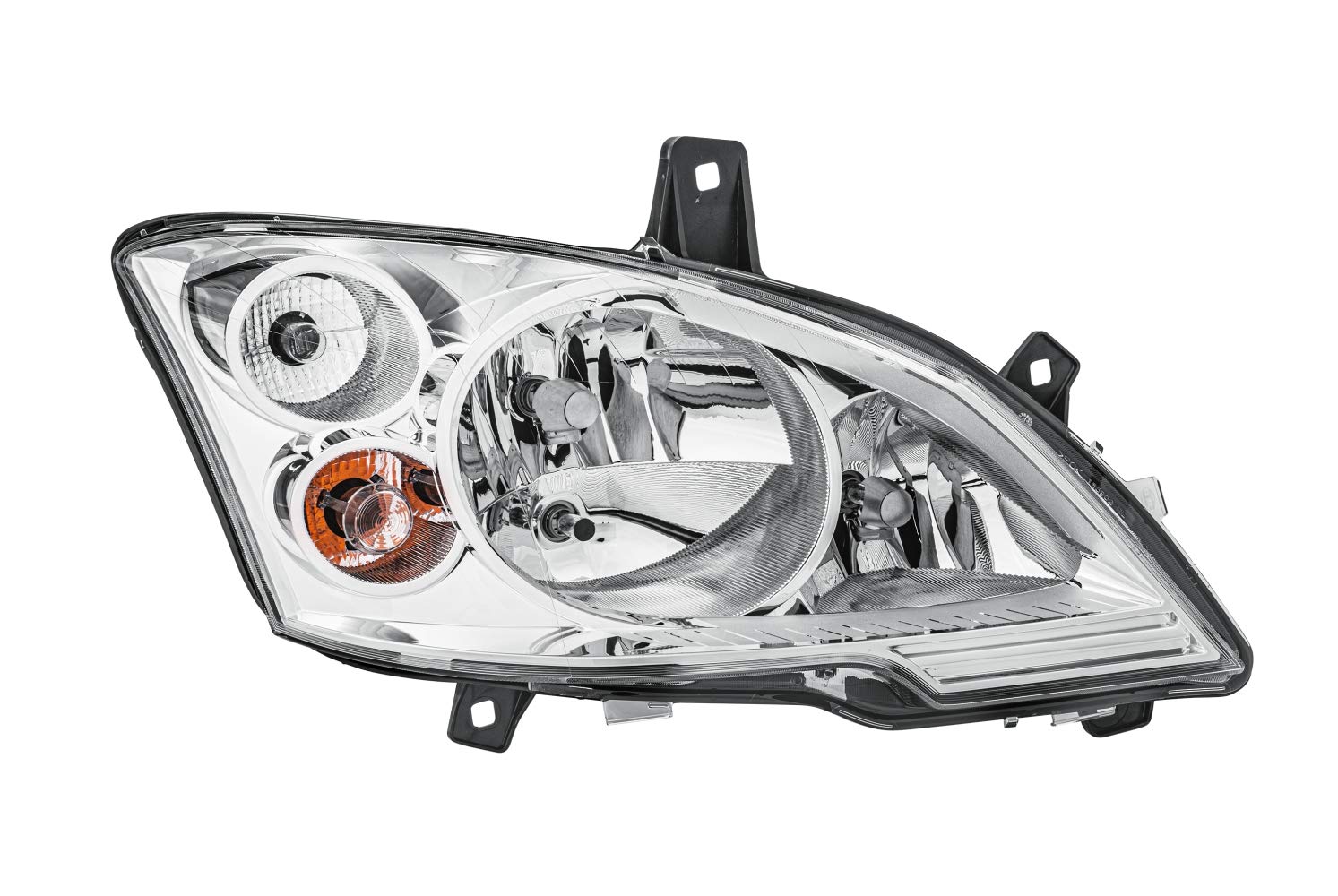 HELLA 1EG 009 627-021 Halogen Scheinwerfer - für u.a. Mercedes-Benz Vito / Mixto Box (W639) - ECE/CCC - für Rechtsverkehr - rechts, silber von Hella