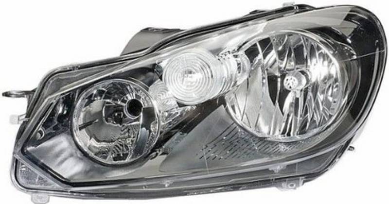 HELLA 1EG 009 901-211 Halogen/FF Scheinwerfer - für u.a. VW Golf VI (5K1) - ECE/CCC - für Rechtsverkehr - links, Schwarz von Hella