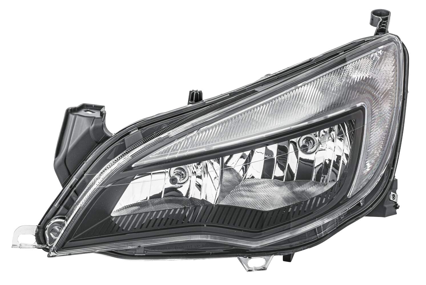 HELLA 1EG 010 011-351 FF/Halogen Scheinwerfer - für u.a. Opel Astra J (P10) - schwarz - ECE - für Rechtsverkehr - links von Hella