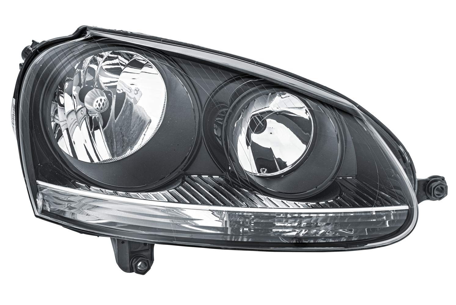 HELLA 1EG 247 007-621 Halogen Scheinwerfer - für u.a. VW Golf V (1K1) - schwarz - ECE - für Rechtsverkehr - rechts von Hella