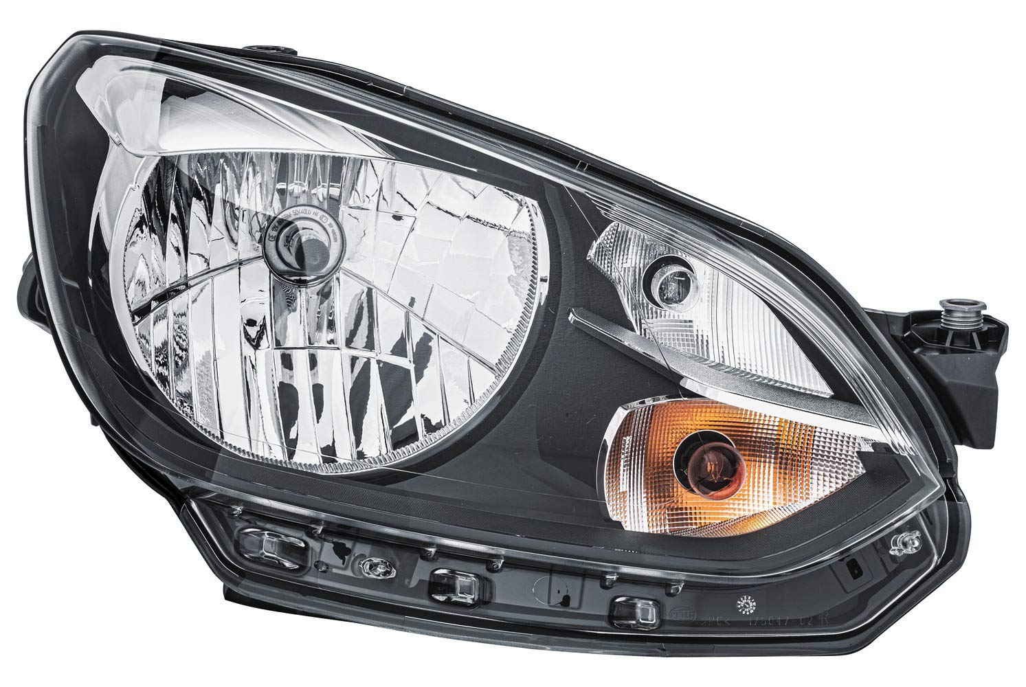 HELLA 1EJ 010 670-021 Halogen/FF Scheinwerfer - für u.a. VW Up (121, 122, BL1, BL2) - schwarz - ECE - für Rechtsverkehr - rechts von Hella