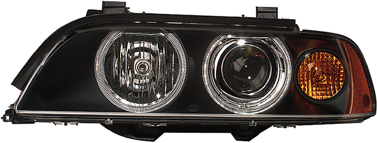 HELLA 1EL 008 053-521 Halogen/FF/DE Scheinwerfer - für u.a. BMW 5 (E39) - schwarz - ECE - für Rechtsverkehr - rechts von Hella