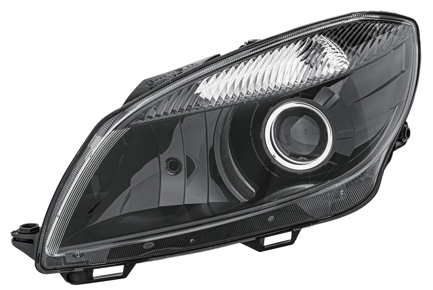 HELLA 1EL 010 417-491 Halogen/FF/DE Scheinwerfer - für u.a. Skoda Fabia II (542) - schwarz - ECE - für Rechtsverkehr - links von Hella