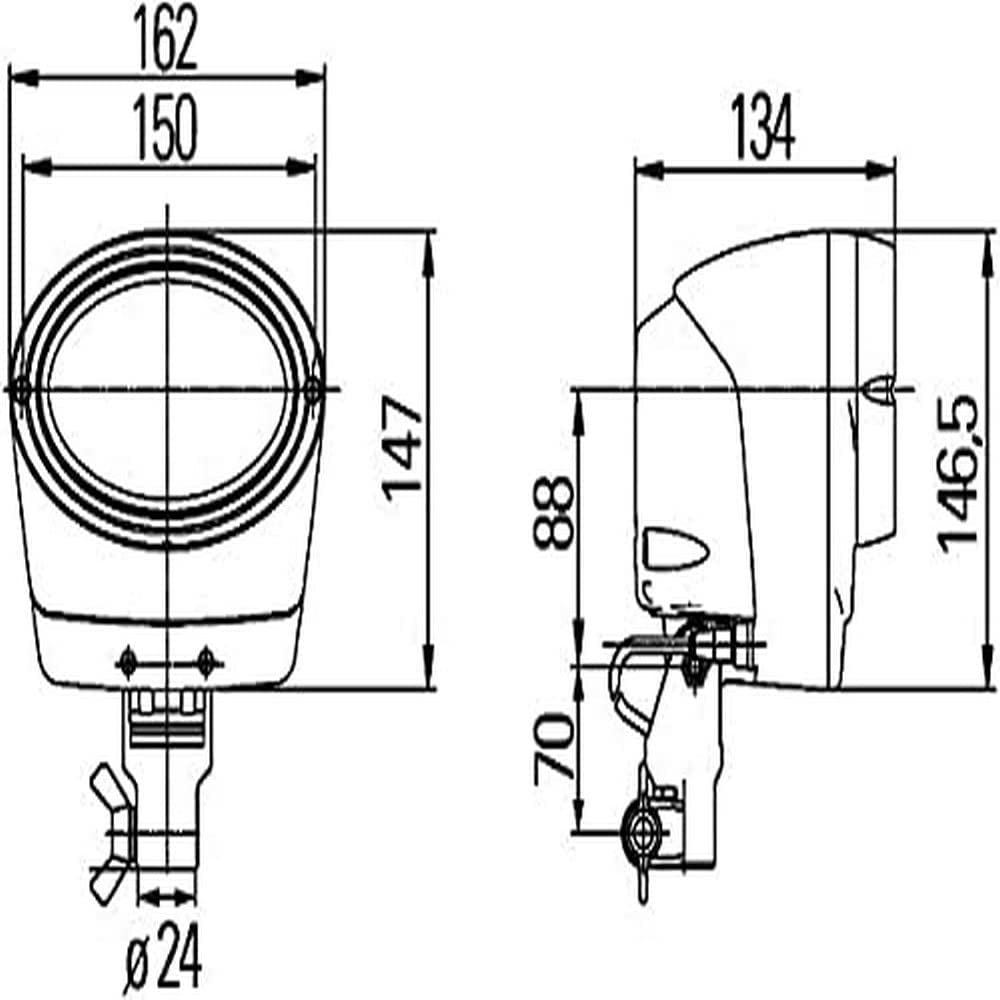 HELLA Xenon Arbeitsscheinwerfer - Oval 100 Integral - 24V - Anbau/Rohrstutzen - Nahfeldausleuchtung - Stecker: AMP - 1GA 996 261-701 von Hella