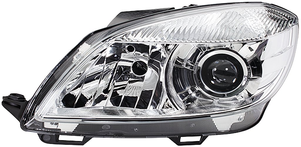 HELLA 1LL 010 417-391 Halogen/DE/FF Scheinwerfer - für u.a. Skoda Fabia II (542) - chrom - ECE - für Linksverkehr - links von Hella