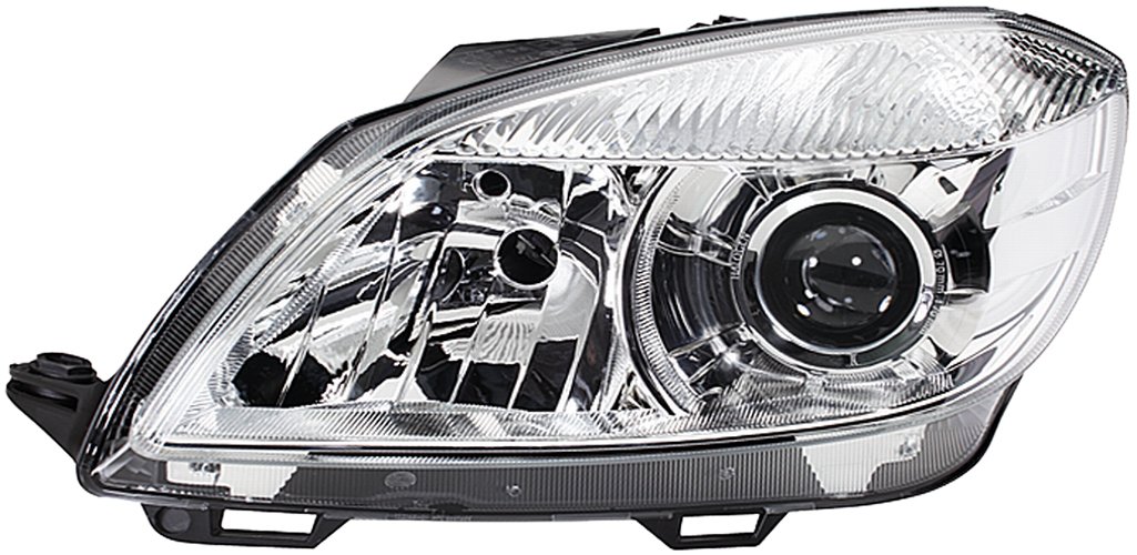 HELLA 1LL 010 417-401 FF/Halogen/DE Scheinwerfer - für u.a. Skoda Fabia II (542) - chrom - ECE - für Linksverkehr - rechts von Hella