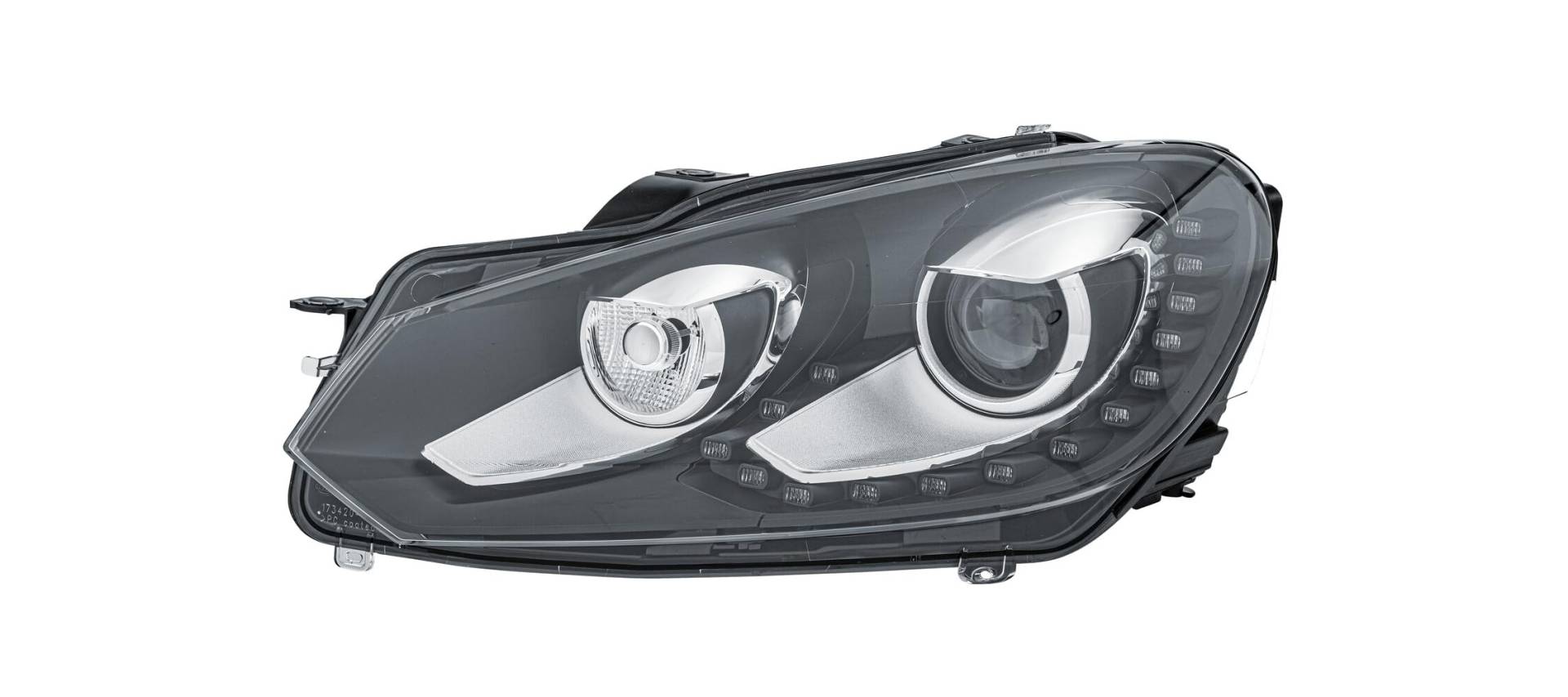 HELLA 1ZS 009 902-771 Bi-Xenon/LED Scheinwerfer - für u.a. VW Golf VI (5K1) - ECE - für Rechtsverkehr - links, Schwarz, Chrom von Hella