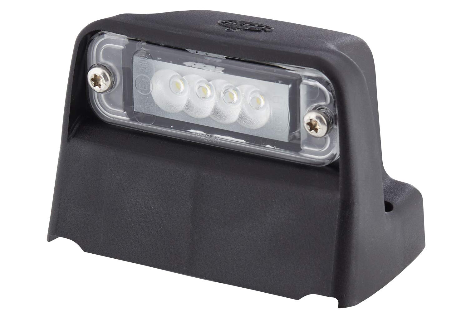 HELLA 2KA 010 278-021 Kennzeichenleuchte - Kennzeichenbeleuchtung - Anhänger - LED - 24V - geschraubt/Anbau - ADR/GGVS - Lichtscheibenfarbe: glasklar - Stecker: Flachstecker - außen/seitlicher Anbau von Hella