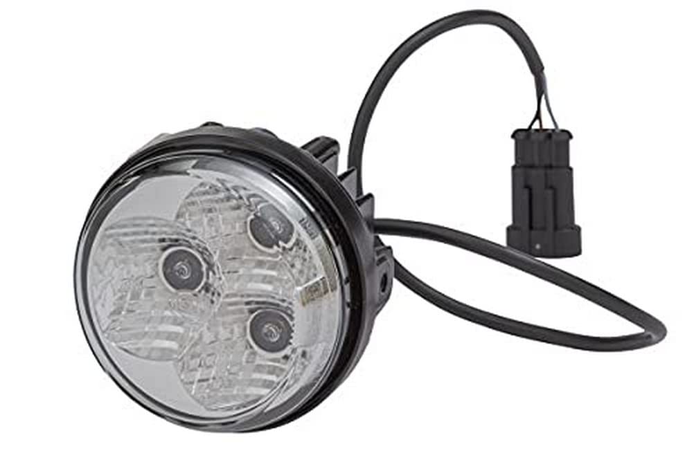 HELLA LED Tagfahrleuchte - 90mm - 12V / 24V - rund - glasklar - Kabel: 500mm - Stecker: AMP - rechts - Menge: 1 - 2PT 009 599-141 von Hella