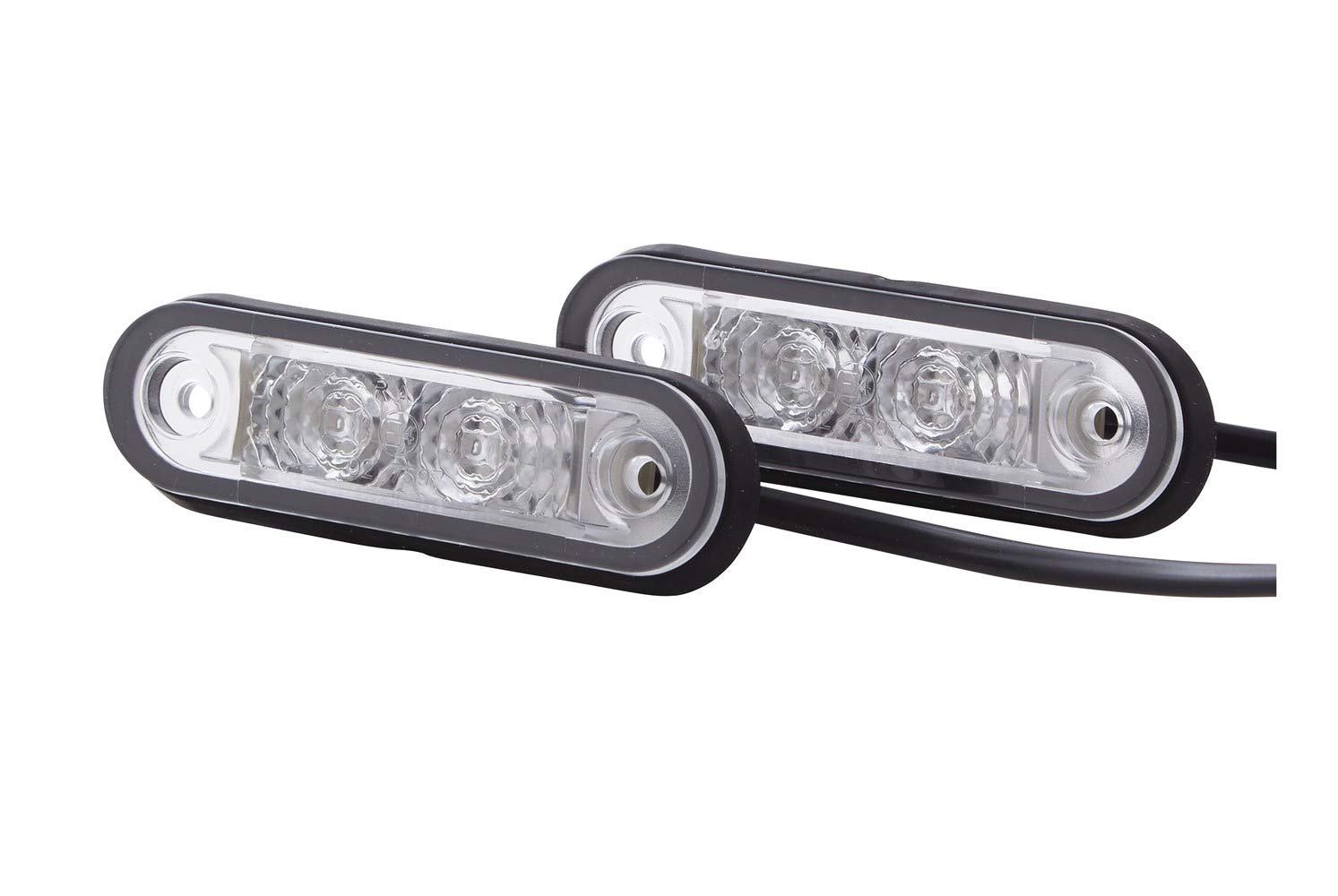 HELLA 2XA 959 790-411 Umrissleuchte - Begrenzungsleuchte - Anhänger - Wohnwagen - LED - 12/24V - Einbau - ECE/ADR/GGVS - Lichtscheibenfarbe: glasklar - Kabel: 5000mm - Heckeinbau von Hella