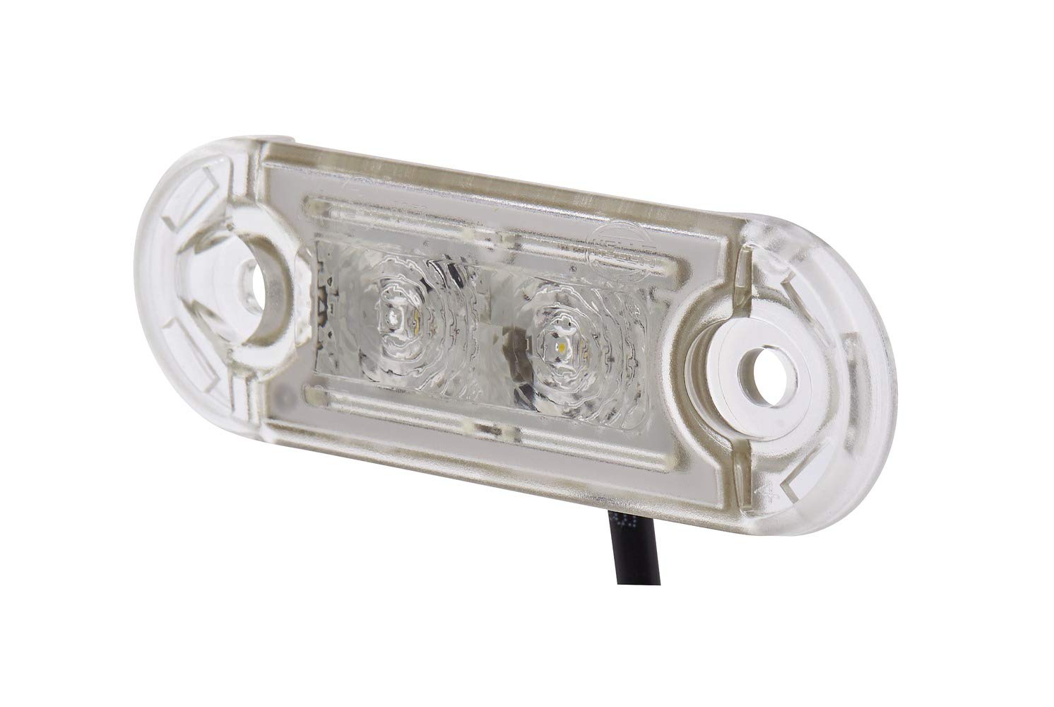 HELLA 2XS 959 855-401 Umrissleuchte - Begrenzungsleuchte - Anhänger - Wohnwagen - DuraLED S - LED - 12/24V - ECE - Lichtscheibenfarbe: glasklar - Kabel: 500mm - seitlicher Anbau von Hella