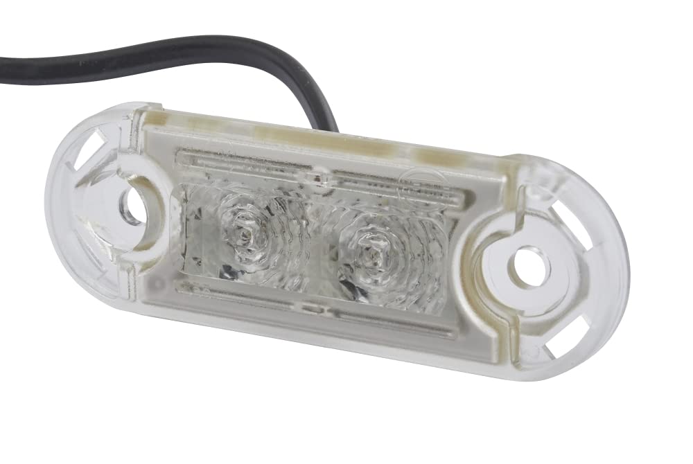 HELLA 2XS 959 855-451 Umrissleuchte - Begrenzungsleuchte - Anhänger - Wohnwagen - DuraLED S - LED - 12/24V - ECE - Lichtscheibenfarbe: glasklar - Kabel: 500mm - seitlicher Anbau von Hella