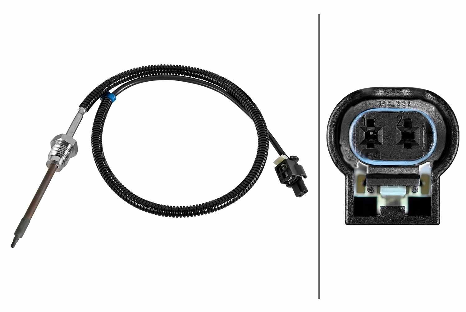 HELLA 6PT 010 376-781 Sensor, Abgastemperatur - 2-polig - geschraubt - Kabel: 590mm von HELLA