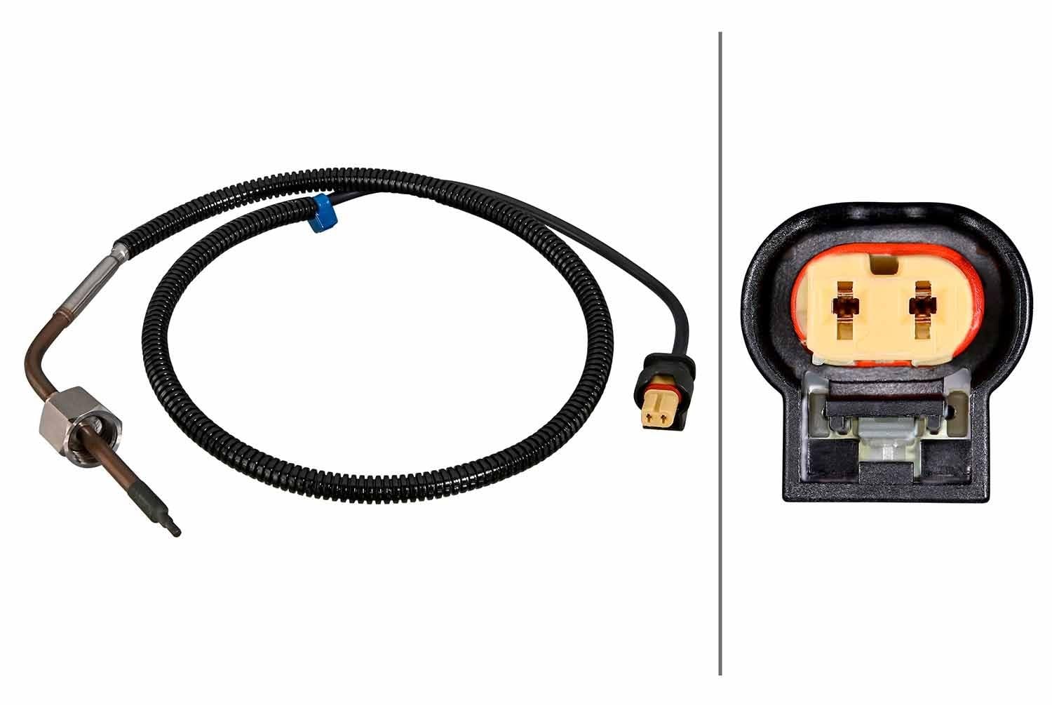 HELLA 6PT 010 376-871 Sensor, Abgastemperatur - 2-polig - geschraubt - Kabel: 670mm von Hella