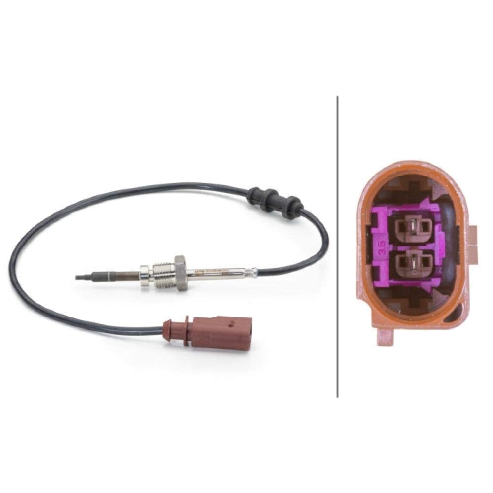 HELLA 6PT 014 494-061 Sensor, Abgastemperatur - 2-polig - geschraubt - Kabel: 500mm von Hella