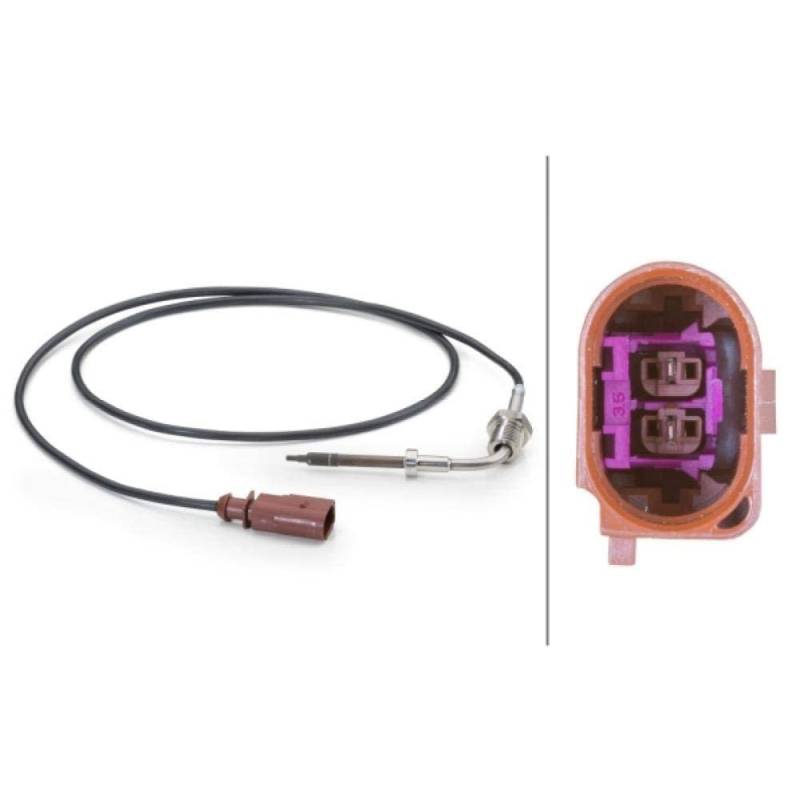 HELLA 6PT 014 494-271 Sensor, Abgastemperatur - 2-polig - geschraubt - Kabel: 1000mm von Hella