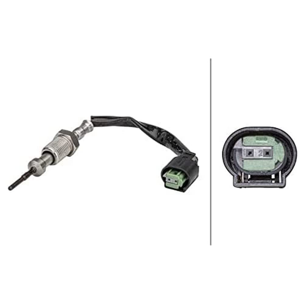 HELLA 6PT 358 181-261 Sensor, Abgastemperatur - 2-polig - geschraubt - Kabel: 80mm von Hella