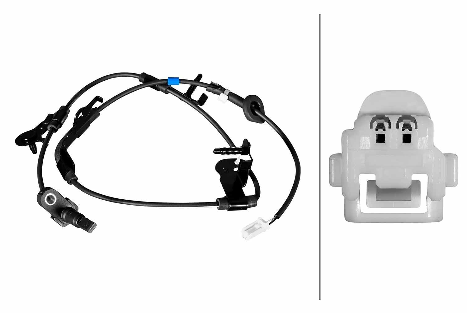 HELLA 6PU 358 217-541 Sensor, Raddrehzahl - 2-polig - Kabel: 966mm - mit Klammer von Hella