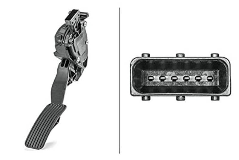 HELLA 6PV 009 765-731 Sensor, Fahrpedalstellung - für Rechtslenker - 6-polig - Schaltgetriebe 6 Gang von Hella