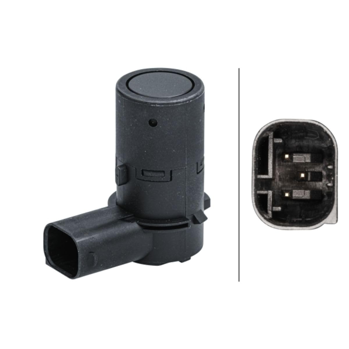 HELLA 6PX 358 141-391 Sensor, Einparkhilfe - gewinkelt - 3-polig - gesteckt - lackierbar von Hella