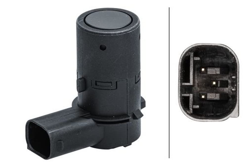 HELLA 6PX 358 141-511 Sensor, Einparkhilfe - gewinkelt - 3-polig - gesteckt - lackierbar von Hella