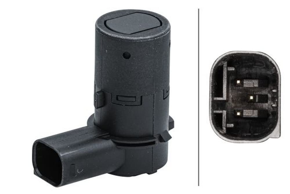 HELLA 6PX 358 141-521 Sensor, Einparkhilfe - gewinkelt - 3-polig - gesteckt - lackierbar von Hella