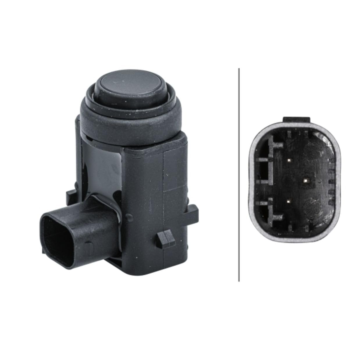 HELLA 6PX 358 141-561 Sensor, Einparkhilfe - gewinkelt - 3-polig - gesteckt - lackierbar - mit Befestigungsring von Hella